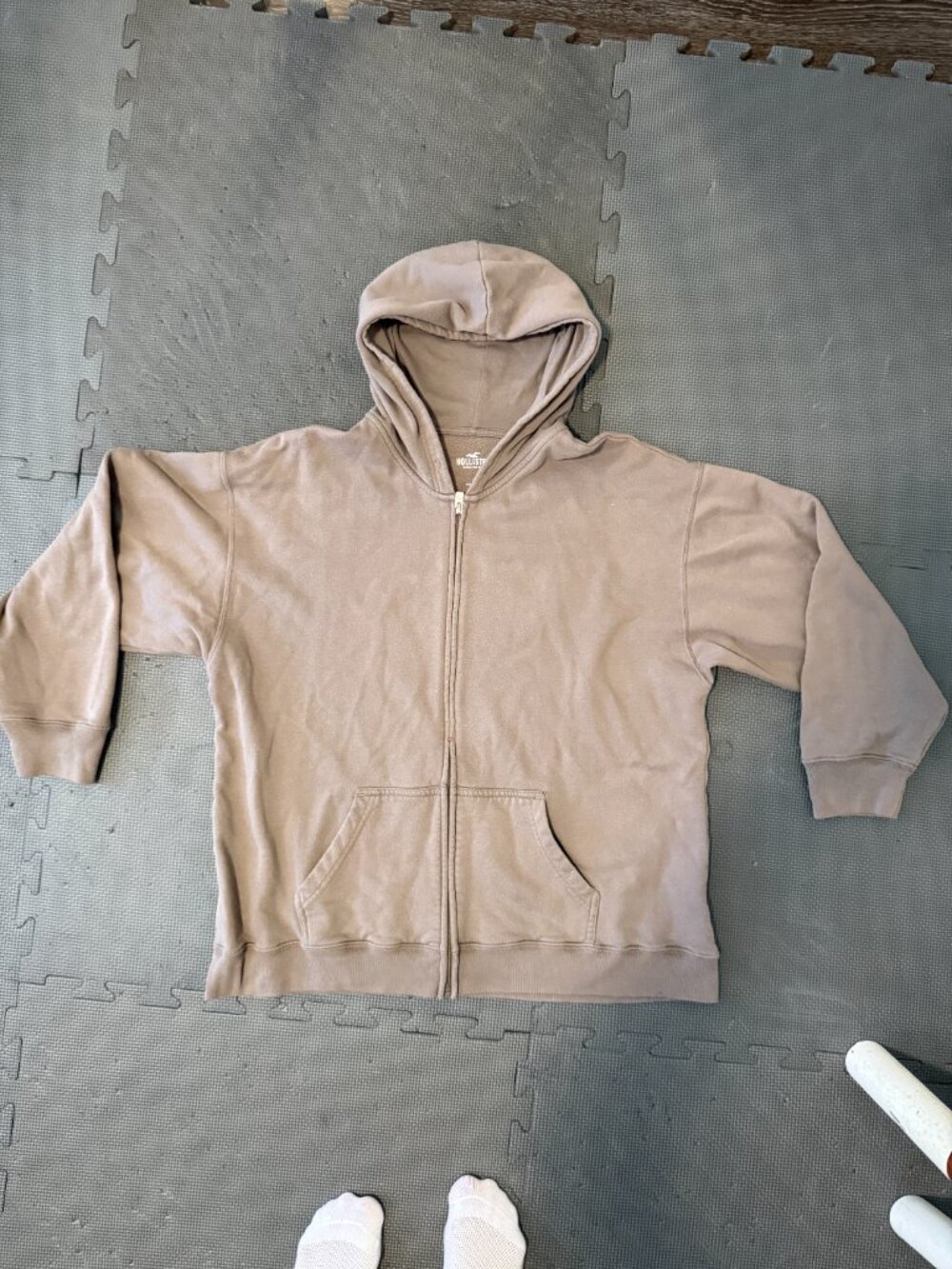 Hollister Feel-Good Oversized Zip Up Hoodie- Light Brown- L - Picture 6 of 8
